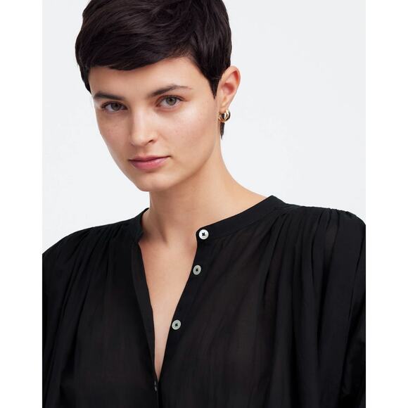 Madewell Balloon Sleeve Top Blouse Black Lightweight Cotton Blend Boho XXL NWT - Picture 2 of 13